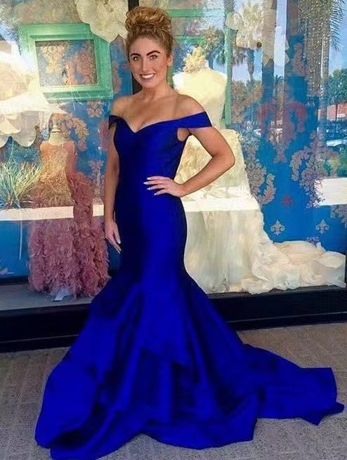 Royal Blue Prom Dresses Mermaid Off Shoulder