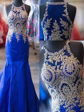 Charger l&#39;image dans la galerie, Royal Blue Prom Dresses with Beaded Appliques