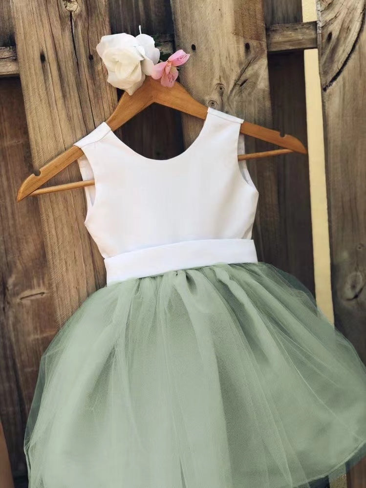 Sage Flower Girl Dresses Short