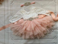 Load image into Gallery viewer, Pink Short Flower Girl Dresses with Rhinestones