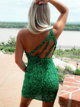 Load image into Gallery viewer, One Shoulder Homecoming Dresses
