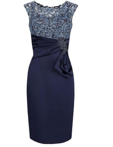 Cap Sleeves Sheath Mother of the Bride Dresses with Lace Sequins