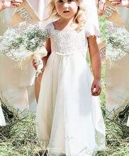 Load image into Gallery viewer, Square Flower Girl Dresses with Short Sleeves