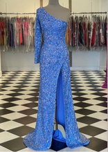 Load image into Gallery viewer, Single Length Prom Dresses Slit Sequins