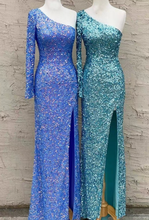 Load image into Gallery viewer, Single Length Prom Dresses Slit Sequins