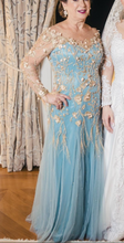 Load image into Gallery viewer, Sky blue Mother of the Bride Dresses with Sleeves Appliques