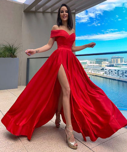 Off the Shoulder Prom Dresses Slit