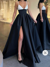 Carica l&#39;immagine nel visualizzatore di Gallery, Spaghetti Straps Prom Dresses with Pockets Slit Side