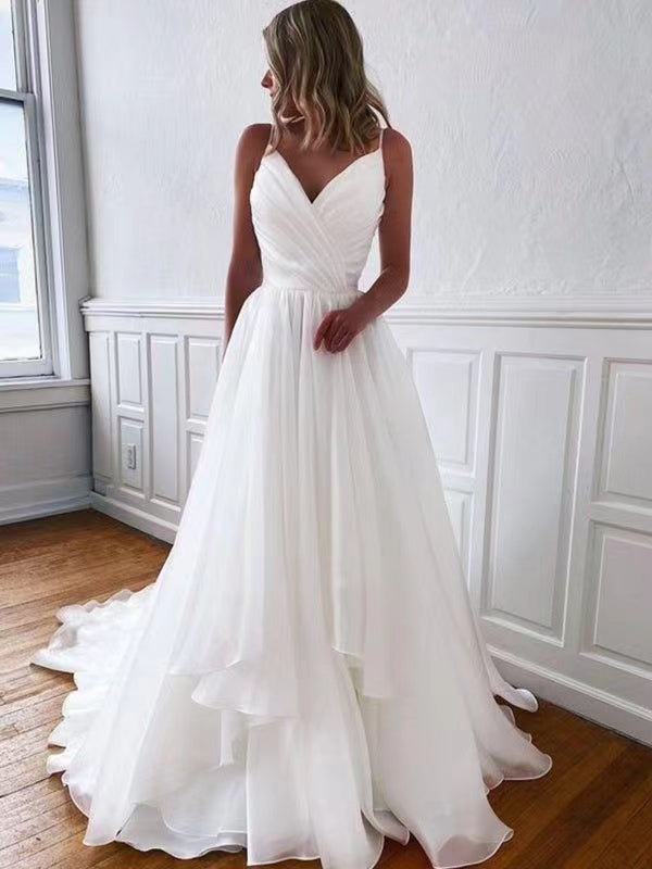 Spaghetti Straps Wedding Dresses Bridal Gown Chiffon