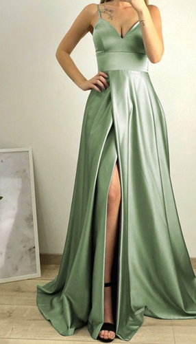 Spaghetti Straps Prom Dresses with Slit Side under 100