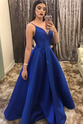 Spaghetti Straps Long Prom Dresses Evening Gown