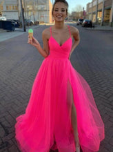 Load image into Gallery viewer, Spaghetti Straps Light Fuchsia Prom Dresses Under 100