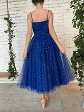 Load image into Gallery viewer, Ankle Length Prom Dresses Spaghetti Straps Royal Blue