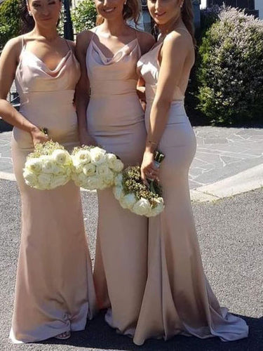 Spaghetti Straps Mermaid Bridesmaid Dresses Cowl Neck