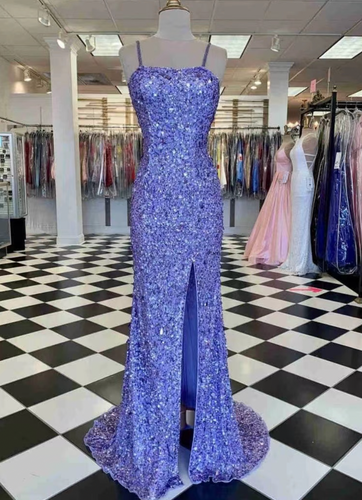 Light Lavender Prom Dresses Slit