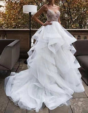 Load image into Gallery viewer, Wedding Dresses Bridal Gown Spaghetti Straps with Beaded