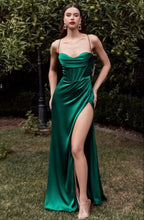 Cargar imagen en el visor de la galería, Green Prom Dresses High Slit Side Spaghetti Straps