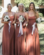 Load image into Gallery viewer, Halter Slit Bridesmaid Dresses Floor Length Chiffon