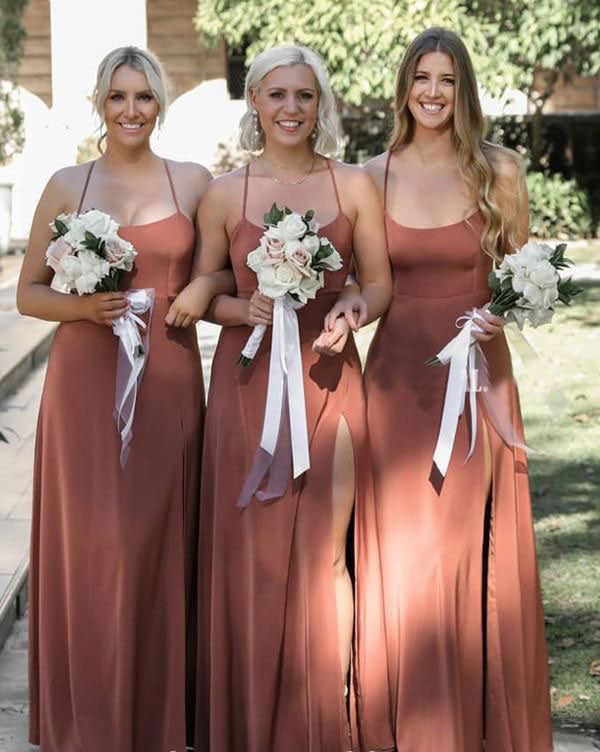 Halter Slit Bridesmaid Dresses Floor Length Chiffon