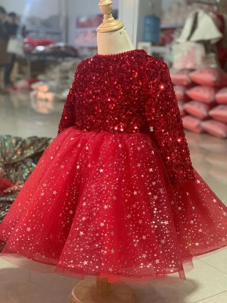 Sparkly Flower Girl Dresses with Sleeves