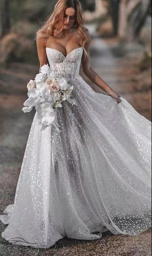 Sweetheart Sparkly Wedding Dresses Bridal Gown