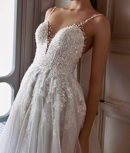 Sparkly Wedding Dresses Bridal Gown with Rhinestones Beaded