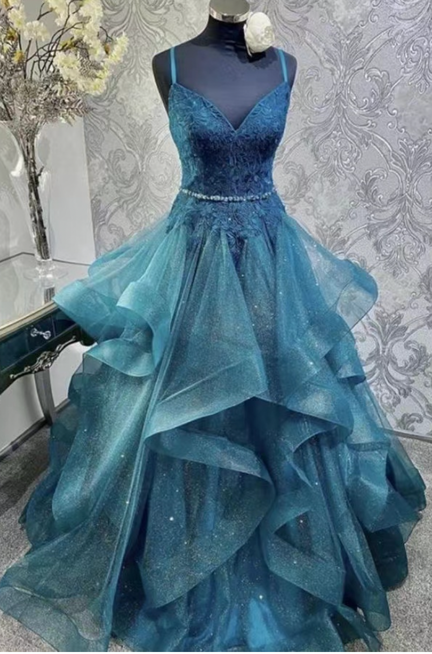 sparkly Prom Dresses Spaghetti Straps