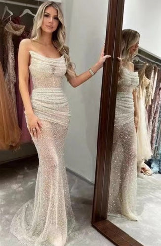 Sparkly Sheath Long Prom Dresses Long Evening Gown