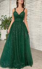 Load image into Gallery viewer, Sparkly Green Prom Dresses Floor Length