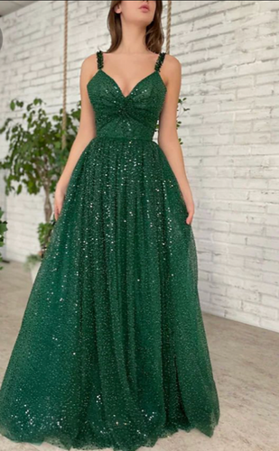 Sparkly Green Prom Dresses Floor Length