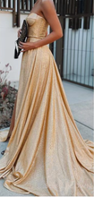 Load image into Gallery viewer, Strapless Slit Side Prom Dresses Sequins