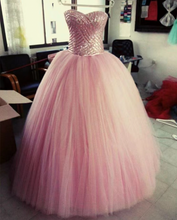 Load image into Gallery viewer, Strapless Prom Dresses Pink Tulle