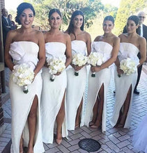 Load image into Gallery viewer, Strapless Bridesmaid Dresses Slit Side