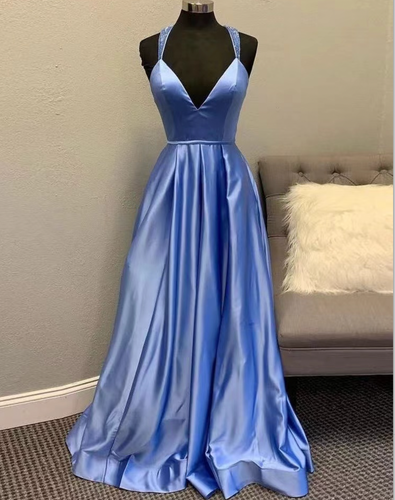 Straps Prom Dresses with Beading