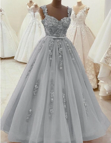 Grey Prom Dresses with Flowers Birthday Dresses