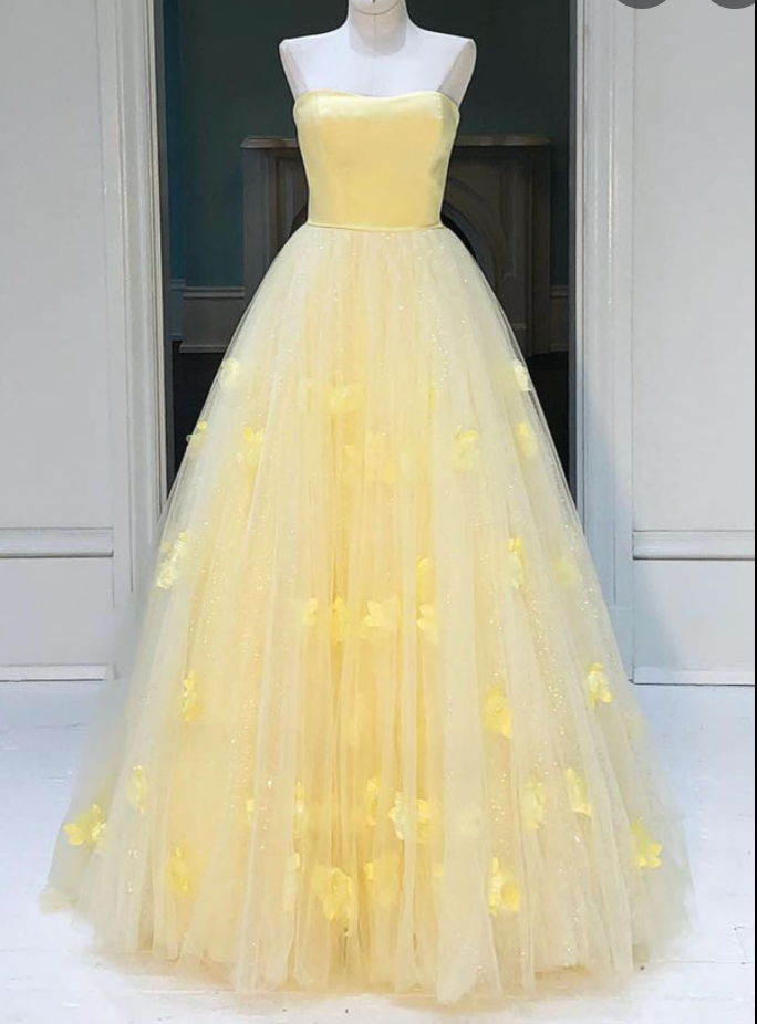 Sweetheart Yellow Prom Dresses