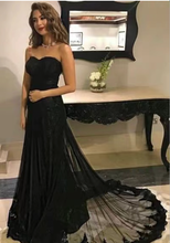 Load image into Gallery viewer, Black Prom Dresses Sweetheart with Lace