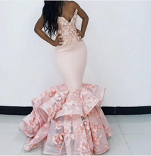 Load image into Gallery viewer, Sweetheart Pink Prom Dresses with Lace Flowers
