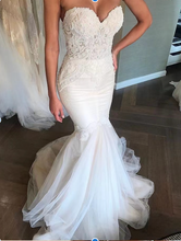 Load image into Gallery viewer, Sweetheart Wedding Dresses Bridal Gown Mermaid with Appliques Lace