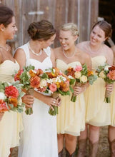 Charger l&#39;image dans la galerie, Countryside Sweetheart Yellow Bridesmaid Dresses under 100