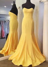 Load image into Gallery viewer, Sweetheart Yellow Mermaid Prom Dresses