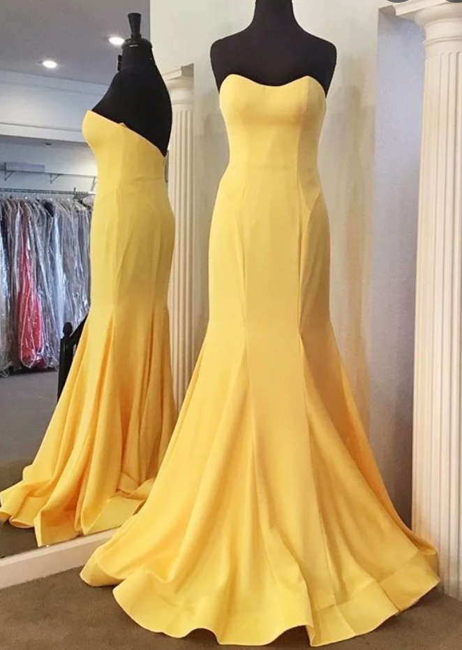 Sweetheart Yellow Mermaid Prom Dresses