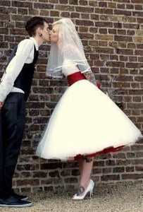 Sweetheart Tea Length Tulle Wedding Dresses Bridal Gowns