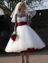 Load image into Gallery viewer, Sweetheart Tea Length Tulle Wedding Dresses Bridal Gowns