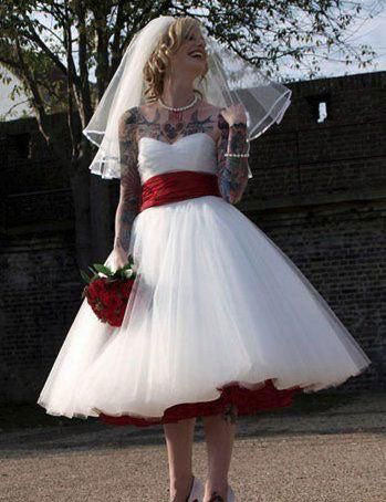 Sweetheart Tea Length Tulle Wedding Dresses Bridal Gowns