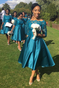 Tea length Bridesmaid Dresses with Appliqué