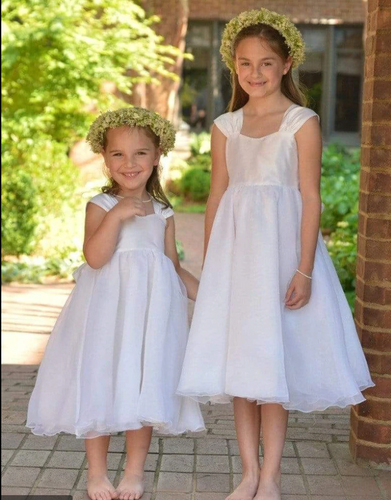 Straps Flower Girl Dresses Tea Length