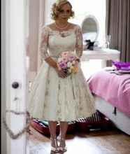 Cargar imagen en el visor de la galería, Vintage Wedding Dresses Bridal Gown with 3/4 Sleeves