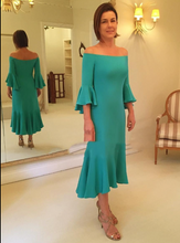 Load image into Gallery viewer, Tea Length Mother of the Bride Dresses Turquoise