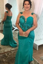 Load image into Gallery viewer, Turquoise Mother of the Bride Dresses with Flowers